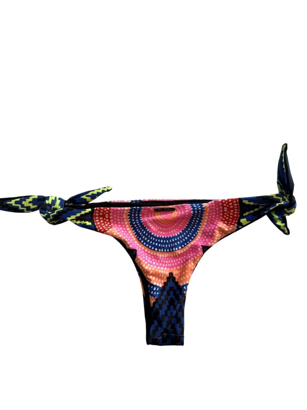 NWT Mara Hoffman Cheeky Black Blue Bikini Bottoms Side Tie Size XS $122 [jb]